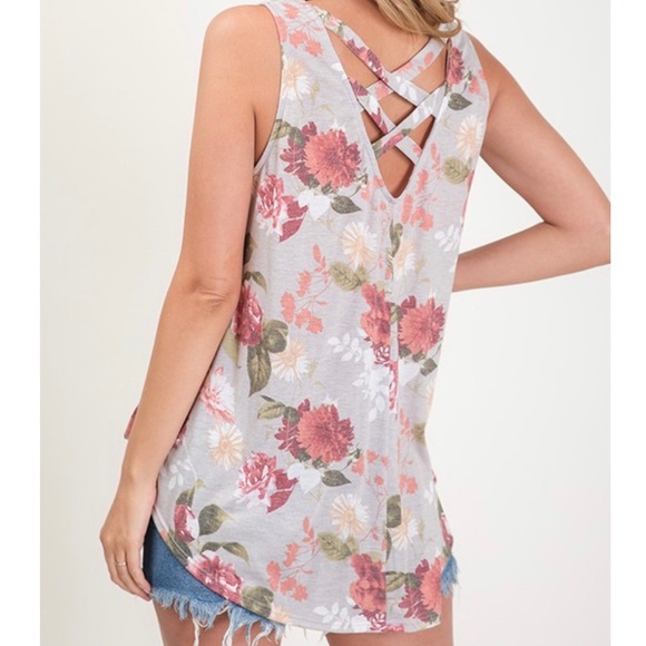 🎈Nicole- grey floral sleeveless top - Picture 7 of 10